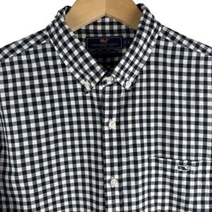 Vineyard Vines Slim Fit Tucker Shirt Mens L Black Gingham Button Down Preppy